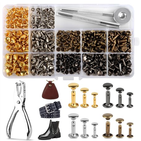180 Pièces Rivets en Cuir