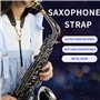 Rochix Sangle tour de cou noire pour saxophone baryton alto ténor soprano super fibre, crochet en métal, accessoires pour instru