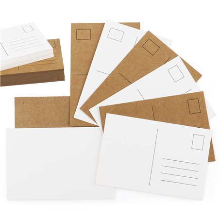 Mocraft Lot de 120 cartes postales vierges en papier kraft et blanches - Format A6 - Cartes postales à personnaliser soi-même -