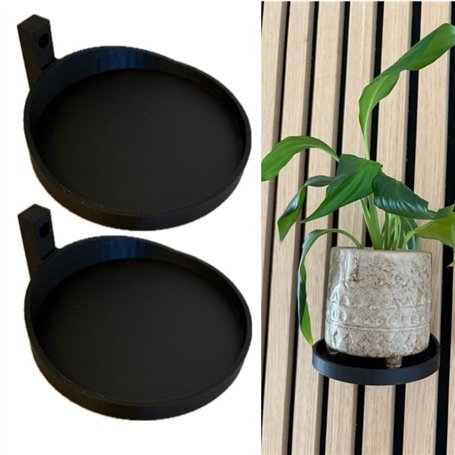 js3dmanufaktur Lot de 2 plateaux pour plantes Support de plantes Anneau de plante Pot de fleurs Plante pour mur Panneaux acousti