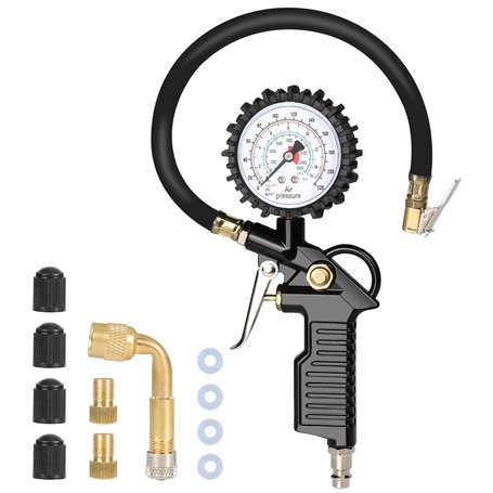Gaethra Manometre Pression Pneu avec Tuyau Flexible pour Voiture