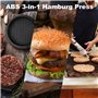 VFANDV Presse à Hamburger, 3 en 1 Presse à Hamburger Professionnel avec 100 Papiers Graissés Antiadhésifs ABS Poignée Kit de Mou