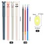 VFANDV Stylos à Encre Gel Effaçable, 8pcs 0.35 mm Stylo Gel avec 24 Recharges et 2 Gommes Stylo Effacables Motif Animal Dessin S