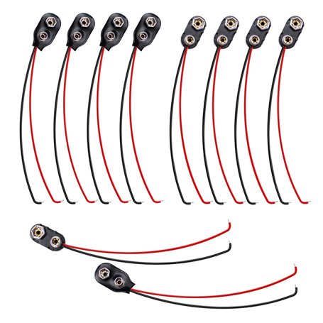 10 Pièces Connecteurs à Clip de Batterie 9 V Clip Support de Batterie avec Câble de Connexion de 15 cm pour Blocs 9V Pince à cli