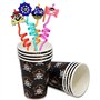 Lot de 16 décorations de fête d'anniversaire pour enfants sur le thème des pirates. Pailles réutilisables avec bague, parfaites 