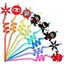 LTHOENG Ninja Lot de 16 pailles réutilisables pour anniversaire d'enfant Motif ninja