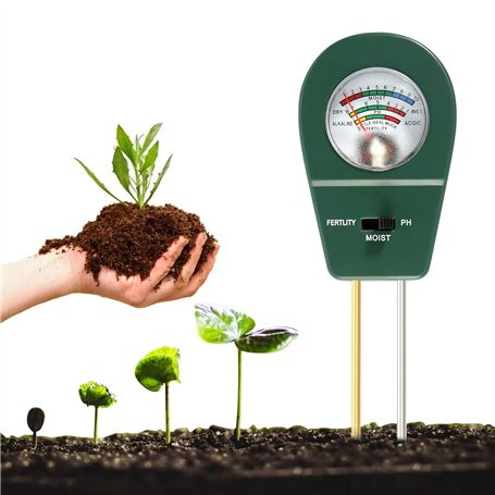 DELAESI Ph Metre Testeur Humidité Plante 3 en 1Testeur Ph Sol Testeur de Ph Testeur D'humidité pour Mesurer l'humidité la Fertil