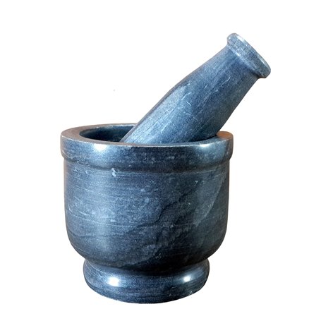 KLÉO 4" de Large Noir en Pierre Naturelle de Mortier et d'un Pilon Ensemble - Mortar Pestle Set