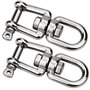 TDDL 2Pcs M8 Manille Pivotante en Acier Inoxydable 304 de Qualité Marine Ancre Mâchoire Pivotante Double Émerillon Manilles Chaî