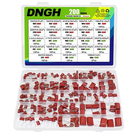Condensateur Polypropylène Assortiment Condensateurs de Film en Polyester Métallisé Assortiment400V 630V Comprend 1uf 10nf 22nf
