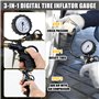 Numérique Manometre Pression Pneu, 220PSI Manomètre Compresseur, Portable Pistolet Gonfleur Pneus Voiture avec 24 Accessoires po