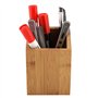 VIFERR Porte-stylo en Bambou - Multi-Fonction Pot à Crayons Carré Boîte de Rangement Stylos Organisateur pour Pinceaux de Maquil