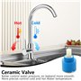Robinet Cuisine Mitigeur Cuisine robinetterie Evier Argenté Col de Cygne Mitigeur Monocommande Acier Inoxydable Froid Chaud Disp