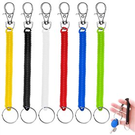 WOLMIK Lot de 6 porte-clés en spirale extensible en plastique coloré avec ressorts de 17