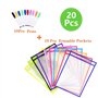Pochettes Effaçables 10 Pièces à Sec Poches D'écriture et D'essuyage Réutilisables pour Fournitures de Bureau et D'enseignement,