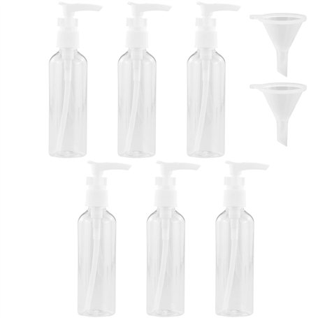HXMJIED Lot de 6 flacons de voyage transparents avec pompe de 100 ml