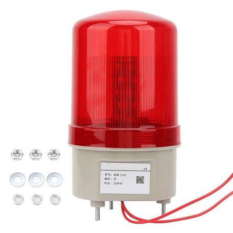 220VAC Rotatif Clignotant Signal Lumière Rouge LED Avertissement Lumière Industrielle Signal Avertissement Lampe97mm Diamètre