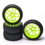 SWHstore Lot de 4 pneus en caoutchouc vert RC 1:8 pour voiture tout-terrain 5 rayons et jante plactique pour voiture HSP