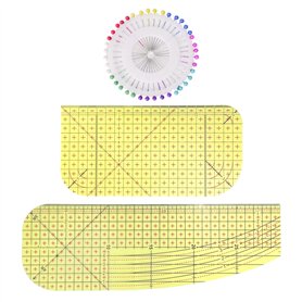 Lot de 2 règles de couture - 40 aiguilles de positionnement - Accessoire de couture - Règle de repassage manuelle - Outil compac Lot de 2 règles de couture - 40 aiguilles de positionnement - Accessoire de couture - Règle de repassage manuelle - Outil compac