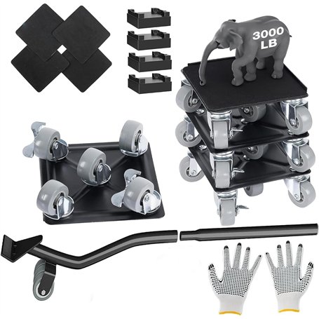 Tapvai Kit Professionnel de Transport de Meubles - 5 Roulettes et 1 Lève-Charge Avec Patins Antidérapants - Rotatif à 360° et Ve