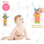 RXYYOS 4Pcs Bébé Poignet et Chaussettes Hochet Jouets Ensemble Poignet de Bell Strap hochets et Chaussettes Pied Finder Animal B