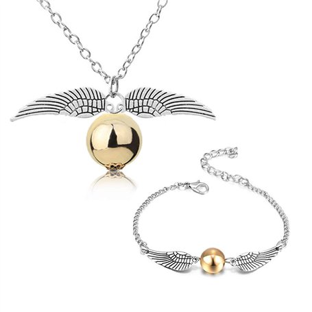 YouU Vif D'or Snitch Or Bracelet et Collier pour Fans Collection De Cadeaux ou Décorations Magique Cosplay Costume Bijoux Cadeau
