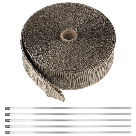 KEILEOHO Ruban de protection thermique pour pot d'échappement - 15 m - 50mm - En fibre de basalte - Avec 10 serre-câbles en acie