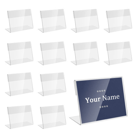 30 Pièces 8 * 5cm Acrylique Signe Porte-étiquette Transparent Mini Affichage du Signe Porte-Cartes pour Bureaux