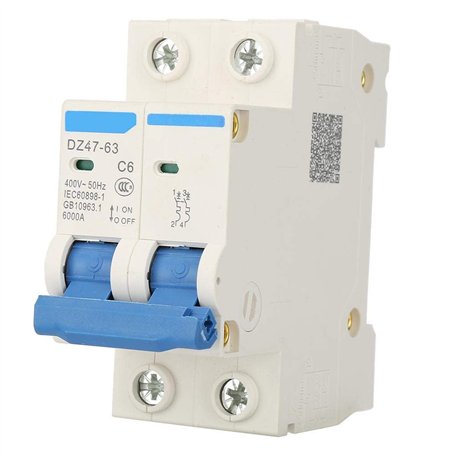 DZ47-63 Disjoncteur miniature 2P 400V AC 6A Disjoncteur convient à l'énergie solaire