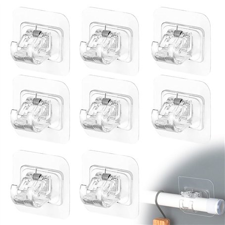 OMJMYY 8 Pièces Supports pour Tringles à Rideaux Auto-AdhéSifs Support Tringle Rideaux sans Percage Crochet Rideau Adhesifs pour