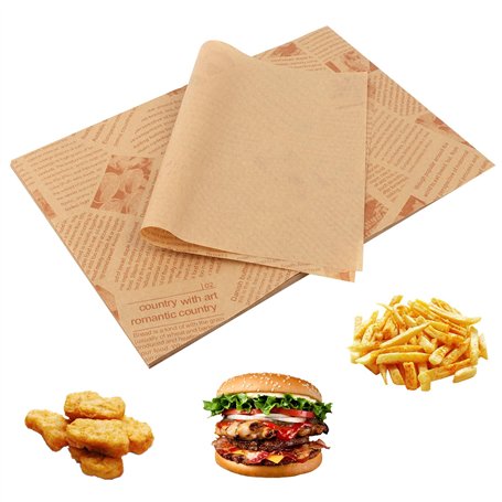 100 Feuilles Papier Emballage Alimentaire Style Journal Vintage pour Sandwich