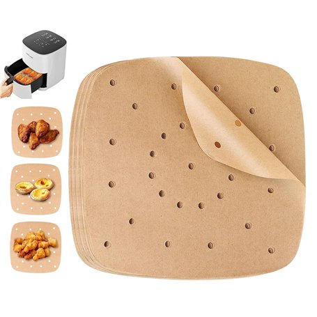 200 Papier Sulfurisé Air Fryer,Antiadhésive Sans Huile Papier Parchemin Accessoires,Perforé Papier Cuisson Air Fryer,pour Friteu