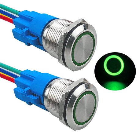 Aiqeer 2 Pièces 19 mm Commutateur Bouton-Poussoir Momentané