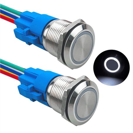 Aiqeer 2 Pièces 19 mm Commutateur Bouton-Poussoir Momentané