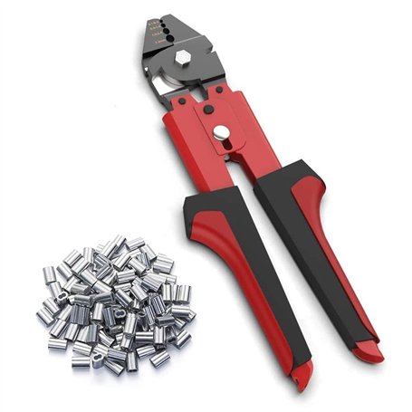 Pince à Sertir de Pêche 0.1mm-2.2mm Avec 100 Manchons à Anneau Double Canon en Aluminium - Kit Swager Pour Fil de Pêche