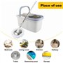 ASelected Balai à Franges et Seau Rotatif à 360° pour Nettoyer Les sols, Manche en Acier Inoxydable, serpillère Extensible avec 