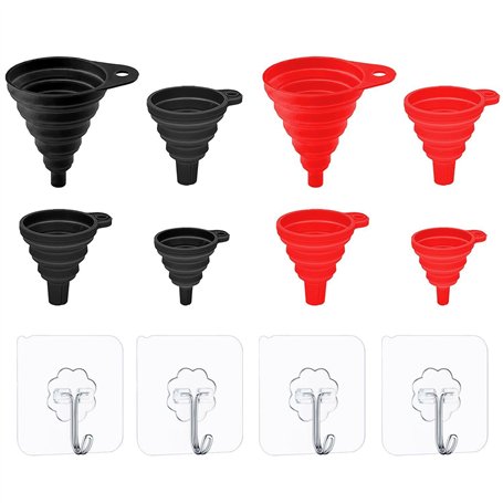 QFEHTHSK 8 Entonnoirs Pliants Et 4 Crochets Transparents