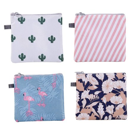 Xrten 4 Pièces Porte-Monnaie Femme Petit Pochette en Toile pour Protections Hygiéniques