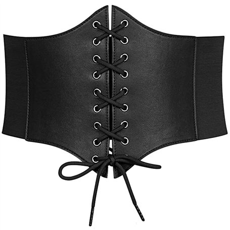 AISOO Corset élastique large pour femme et fille Ceinture pour Femme à Lacets Attachée Vintage en Cuir PU Corset Cadeaux pour Ce