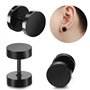 Mirrwin Haltère Piercing Clou D'oreille Jeu de Goujons en Acier Inoxydable 6 Paires de Fausses Boucles D'oreilles Noires 5-10 mm