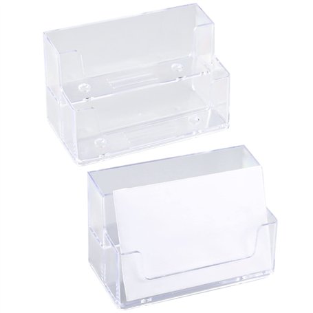 Lot de 2 porte-cartes de visite en acrylique à 2 niveaux pour bureau