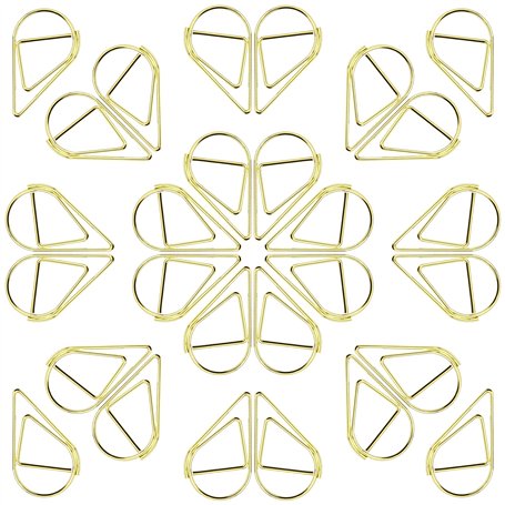 JRSHIRLEYLTD Lot de 210 trombones dorés en forme de goutte d'eau