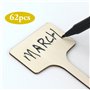 Lot de 62 étiquettes pour plantes avec 1 marqueur double face noir - Étiquettes en bois pour étiqueter les graines en pot, les h
