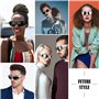 HONGXIN-SHOP Lunettes de Soleil Vintage Lunettes de Ovales Y2K Enveloppant Mode Sport Lunettes Futuriste de Mode pour Hommes Fem