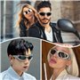 HONGXIN-SHOP Lunettes de Soleil Vintage Lunettes de Ovales Y2K Enveloppant Mode Sport Lunettes Futuriste de Mode pour Hommes Fem