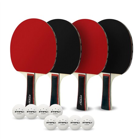 ZTTENLLY Raquette Ping Pong Professionnel 4 Raquettes 8 Balles Étui Portable Débutants Adultes Enfants Tennis de Table Intérieur