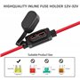 Porte Fusible Étanche 12V-32V Voiture Porte Fusible en Ligne avec 8 Pièces Fusible Plats 5A/10A/15A/20A et 14 AWG Fil pour Camio