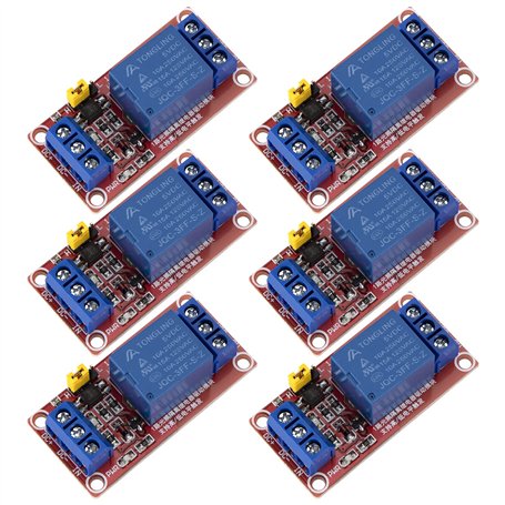 Module de Relais 1 Canaux 5V avec Optocoupleur Compatible avec Déclencheur de Bas Ou Haut Niveau 6 Pièces