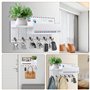 KUOFANY Tableau à clés avec Rangement,Tableau à clés en Bois Blanc,Étagère Murale décorative en Bois avec 6 Crochets à clés,Tabl