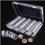 MengH-SHOP Capsules de Monnaie 30mm Capsules de Pièces en Plastique Rondes Capsules à Monnaie avec Boîte d'Organisateur de Stock
